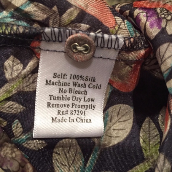 Johnny Was Dress 100% Silk Floral Mini Navy Blue XS - Picture 16 of 16